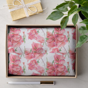 Papier Mousseline Bouquet d'eau bougainvillée rose corail rouge en a