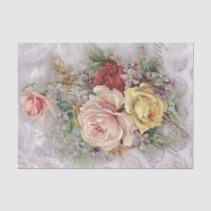 Papier Mousseline Bouquet Floral Vintage Saint-Valentin Roses Lilas