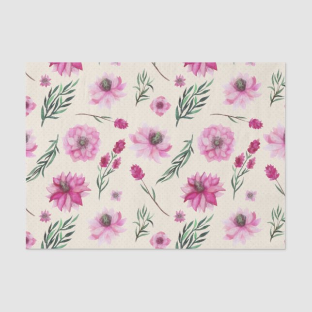 Papier Mousseline Bouquet rose (Recto)