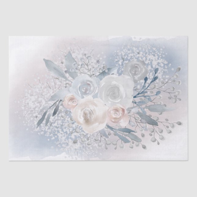Papier Mousseline bouquet rose aquarelle (Recto)