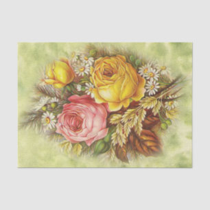 Papier Mousseline Bouquet rose et Fleur sauvage