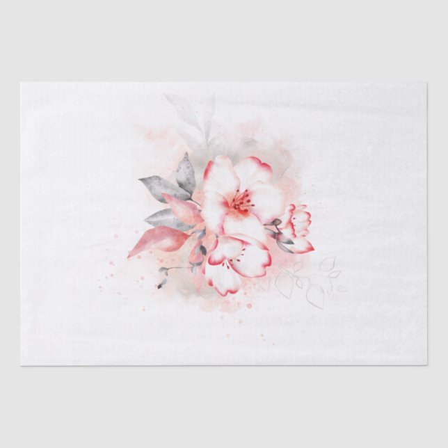 Papier Mousseline Bouquet Whimsical de fleurs de cerisiers (Recto)