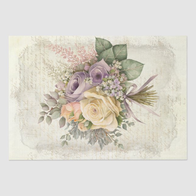 Papier Mousseline Bouquets mariages Aquarelle Fleurs (Recto)