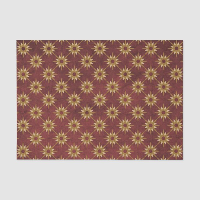 Papier Mousseline Bourgogne avec Motif Gold Stars (Recto)