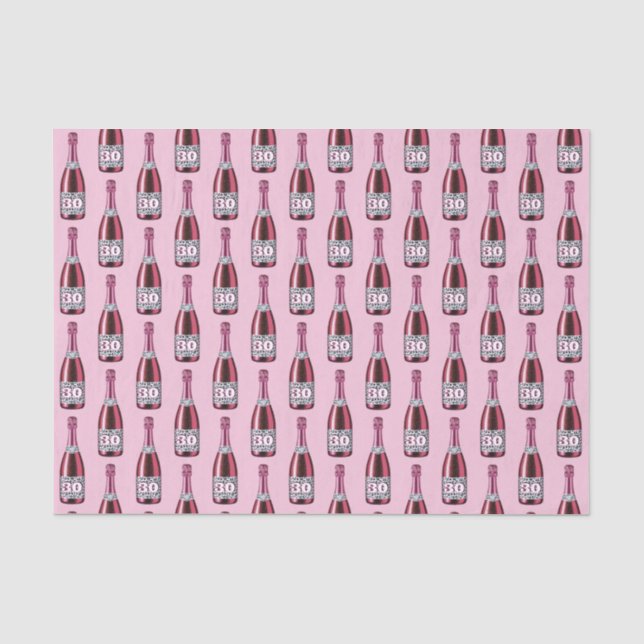 Papier Mousseline Bouteille de champagne rose et Empreinte de léopar (Recto)