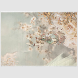 Papier Mousseline Bouteille de parfum vintage, papillons et floral