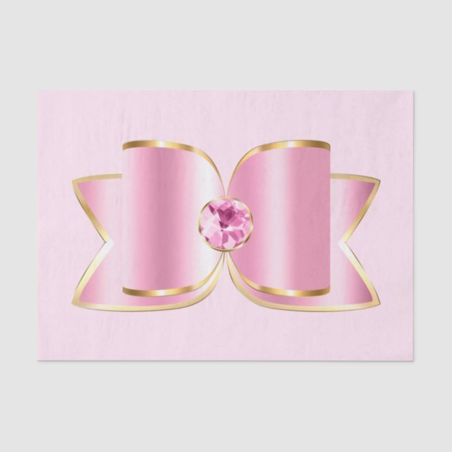 Papier Mousseline Bow en verre rose avec pierre centrale (Recto)