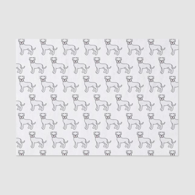 Papier Mousseline Boxe blanche mignonne Motif de dessin de chien (Recto)