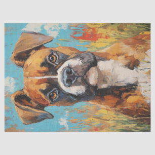 Papier Mousseline Boxer Portrait Chien Digital Huile Peinture Découp
