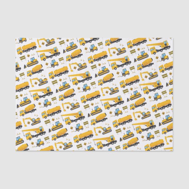 Papier Mousseline Boys Construction Chaussures Trucks Parties Fourni (Recto)