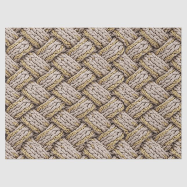 Papier Mousseline Braided Thread Knit Texture – Warm Beige (3) (Recto)