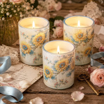 Branche de tournesol vintage découpage centre bleu