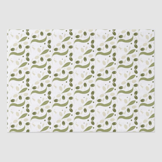 Papier Mousseline Branche d'olivier et Feuilles Motif sans soudure (Recto)