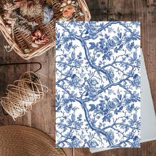 Papier Mousseline Branches Bleues Chic Floral Français Vintage Décou