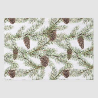 Papier Mousseline Branches de pins et cônes Noël, Nouvel An