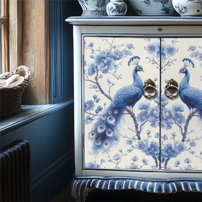 Papier Mousseline Branches florifères gauche Découpage de Peacock Bl (Créateur téléchargé)