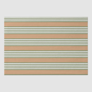 Papier Mousseline Brayures vert olive et blanc motif avec bronze