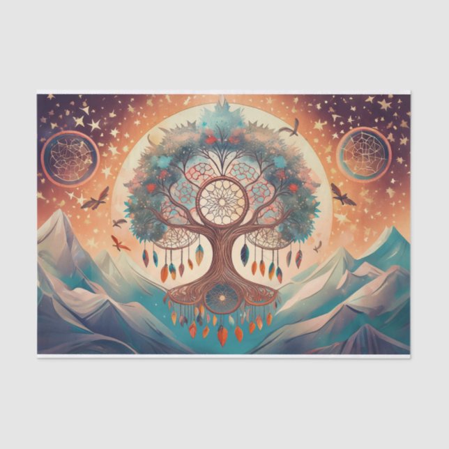 Papier Mousseline Breath of Everest, Dreamcatcher Tree of Life (Recto)