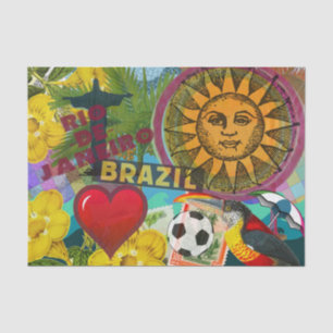Papier Mousseline Brésil Rio de Janiero Sun Travel Art coloré