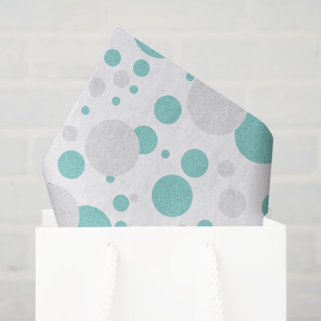 Papier Mousseline BRIDE Turquoise Polka Dot Fête des mariées (Sac cadeau)