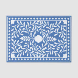 Papier Mousseline Bright Blue Traditional Bone Inlay Decoupage Paper