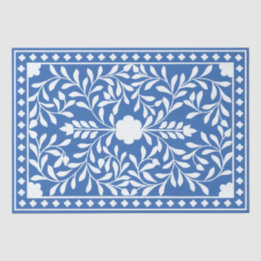 Papier Mousseline Bright Blue Traditional Bone Inlay Decoupage Paper