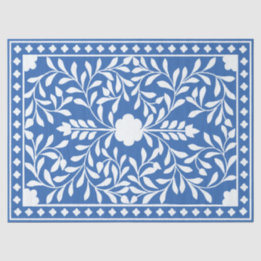 Papier Mousseline Bright Blue Traditional Bone Inlay Decoupage Paper