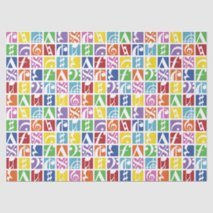 Papier Mousseline Bright Pop Art couleurs Musique Symboles Motif