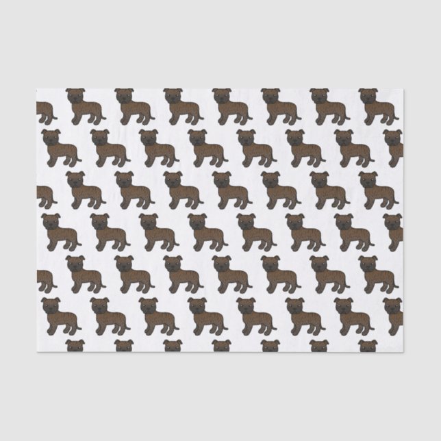 Papier Mousseline Brindle Anglais Staffie Cute Cartoon Chien Motif (Recto)