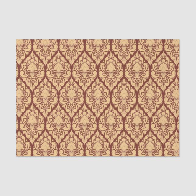 Papier Mousseline Brocade baroque Damask sur n'importe quel découpag (Recto)