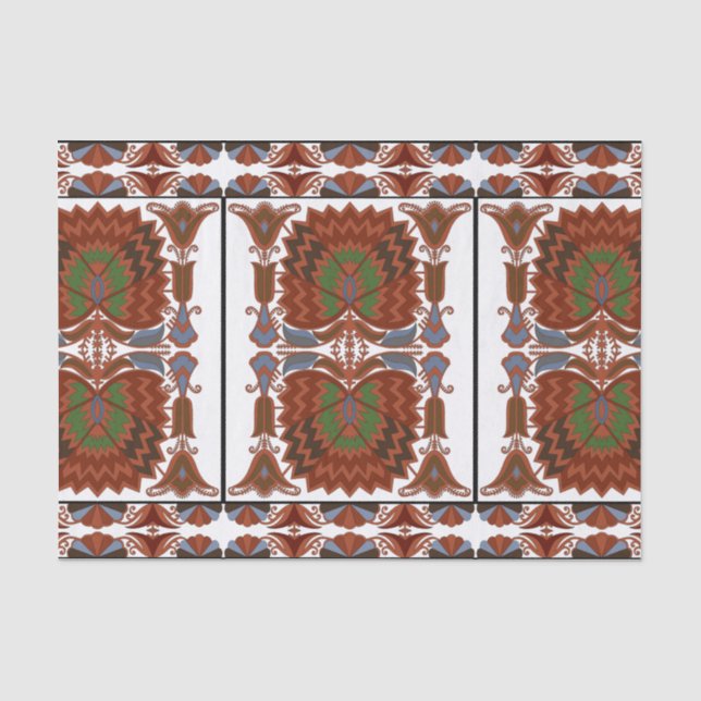 Papier Mousseline broderie d'art populaire floral antique estonienne (Recto)