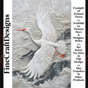 Papier Mousseline Broderie Grue blanche Oiseau Serene BV9 Découpage