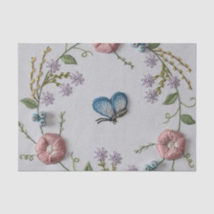 Papier Mousseline broderie mignonne de rose de vert de menthe de