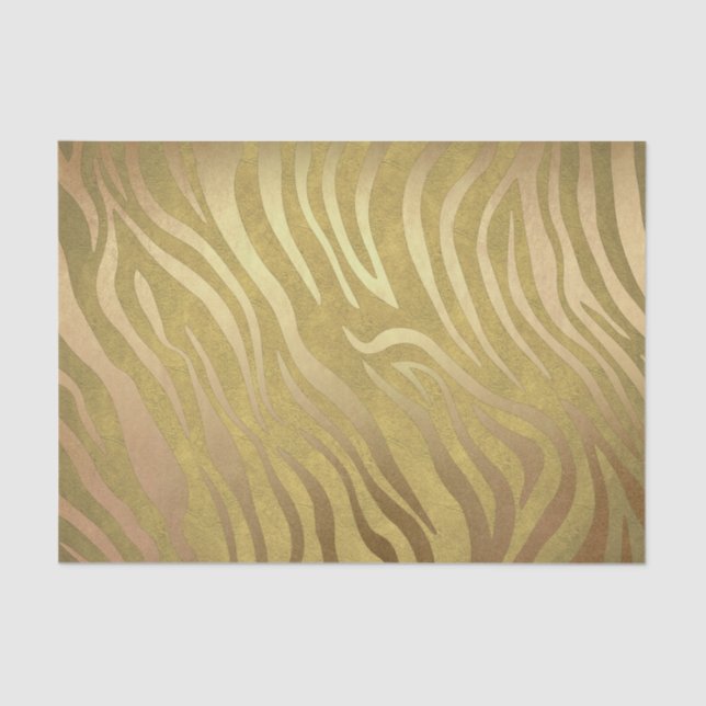 Papier Mousseline Bronze d'or Zebra Print Jungle Safari Glam (Recto)