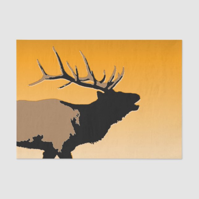 Papier Mousseline Brouillonnant Bull Elk au coucher du soleil Art or (Recto)