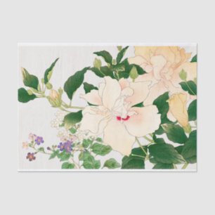 Papier Mousseline Browallia & Hibiscus Fleurs - Bois japonais