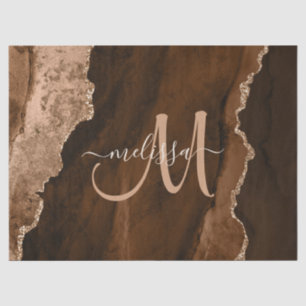 Papier Mousseline Brown chic Rose Gold Parties scintillant Agate Per