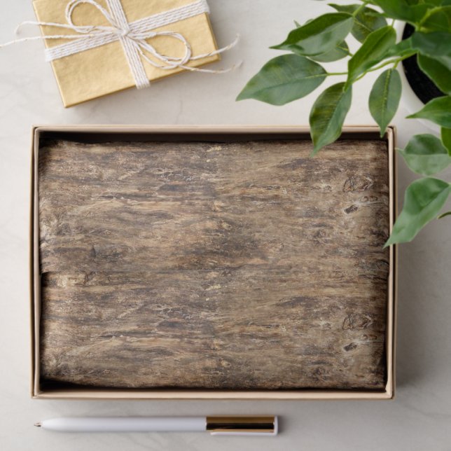 Papier Mousseline Brown écorce Nature Texture Look Motif (Cadeau)