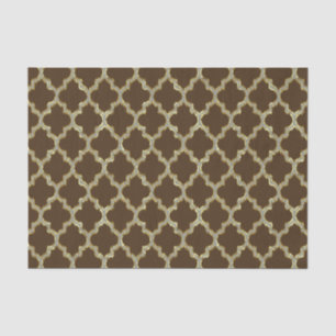 Papier Mousseline Brown et or Ikat Quatrefoil Motif géométrique