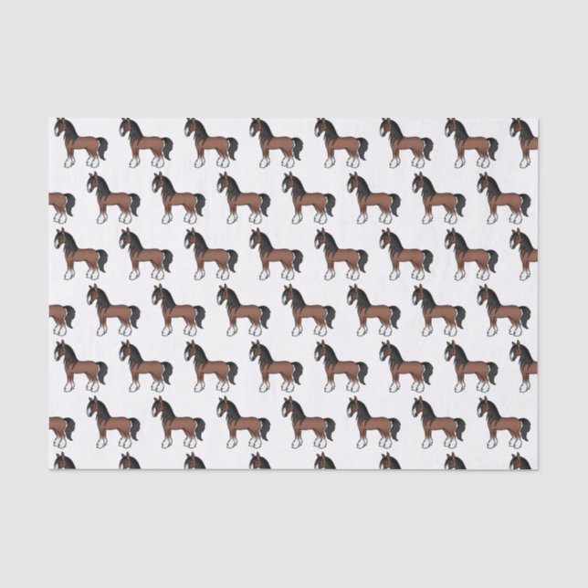 Papier Mousseline Brown Gypsy Vanner Clydesdale Shire Horse Motif (Recto)