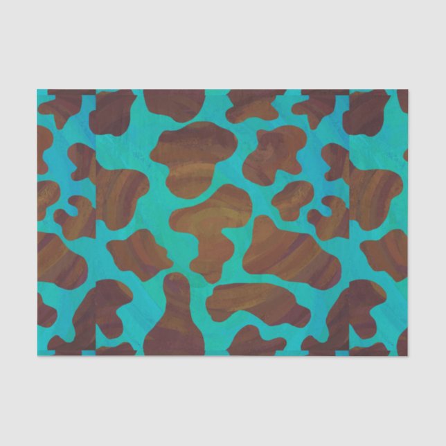 Papier Mousseline Brun de vache et copie turquoise (Recto)