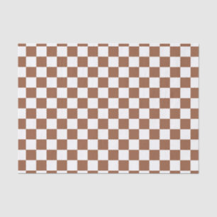 Papier Mousseline Brun et blanc Checkered