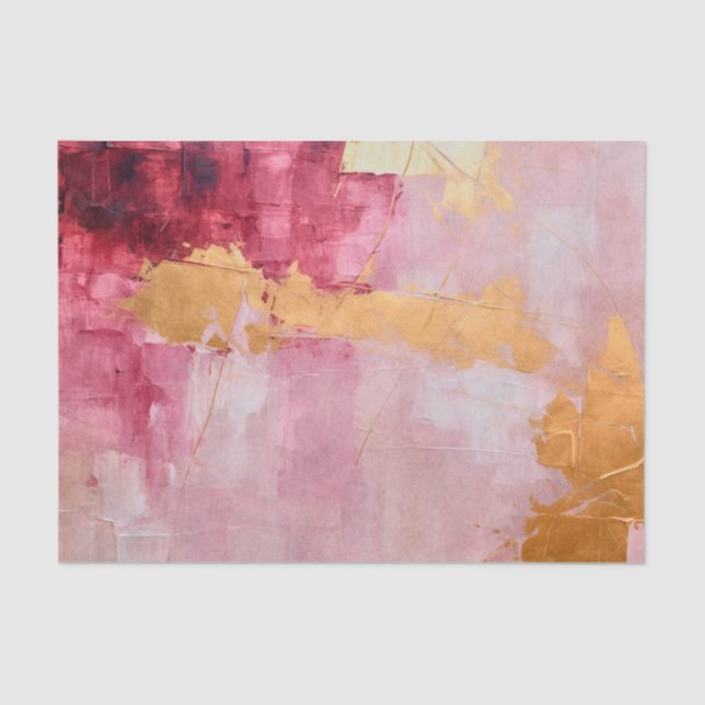 Papier Mousseline Brush artistique touche or et rose (Recto)