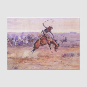 Papier Mousseline « Bucking Bronco » Cowboy Art de Charles Russell