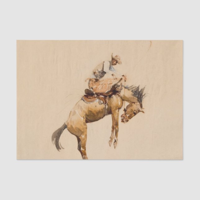 Papier Mousseline Bucking Bronco par Edward Borein (Recto)