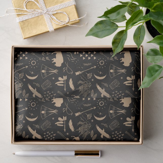 Papier Mousseline Buffalo Adventures Motif Kraft Paper ID599 (Cadeau)