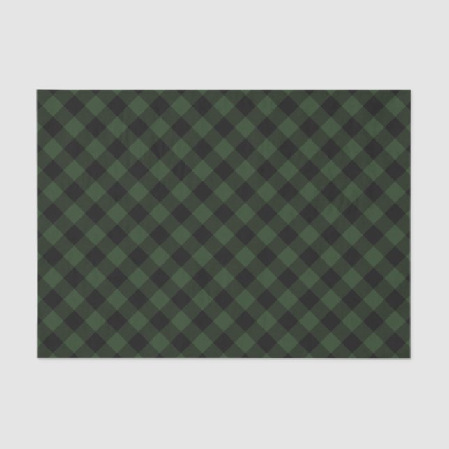 Papier Mousseline Buffalo Check Celtic Green and Black Carrés Plaid (Recto)