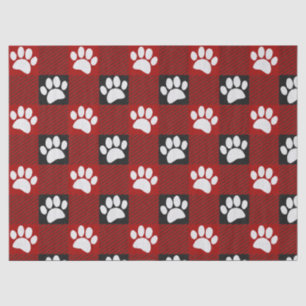 Papier Mousseline Buffalo Empreinte de patte de chien plaqué en noir
