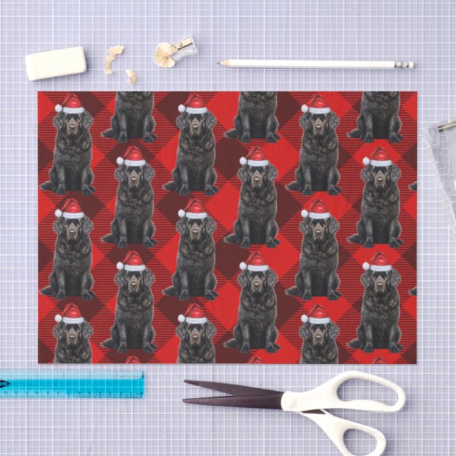 Papier Mousseline Buffalo Plaid Newfoundland Dog Christmas Holiday (Artisanat)