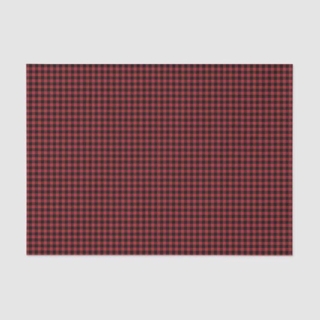 Papier Mousseline Buffalo Plaid Red noir Check Pays Lumière (Recto)